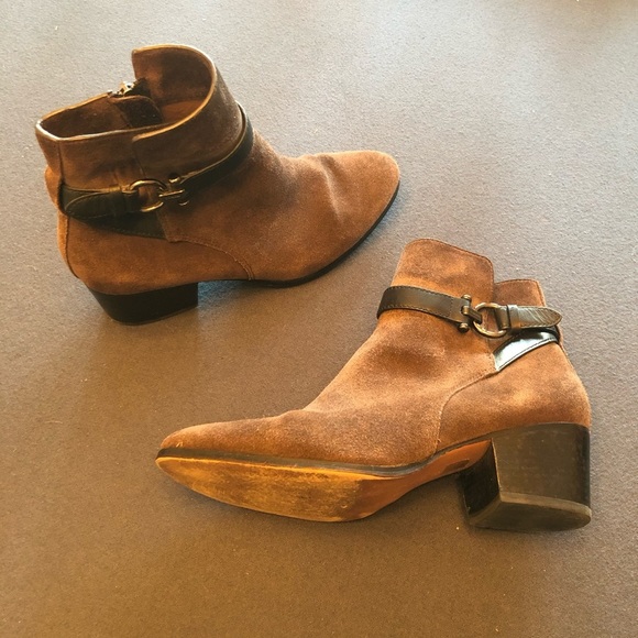 Coach Brown leather suede almond toed booties - Picture 1 of 15